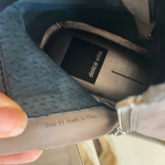 Dolce Vita Grey Leather Booties with Silver Zipper - Picture 3 of 8